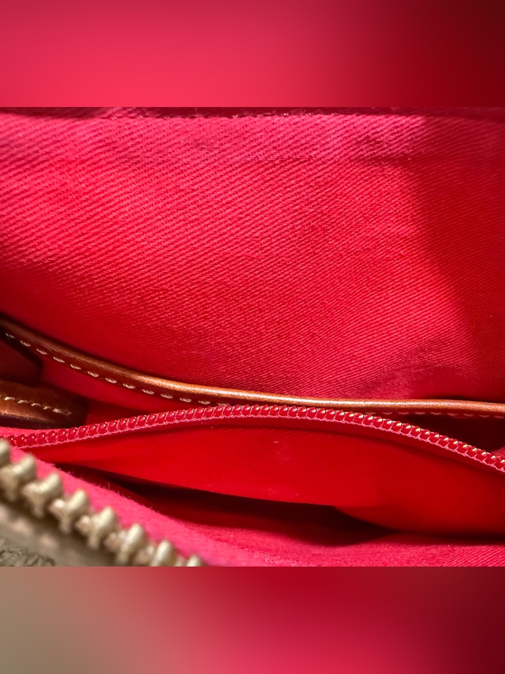 Dooney & Bourke Ginger Pouchette Crossbody Bag Caramel Pebble Leather Brown Trim - Picture 14 of 16